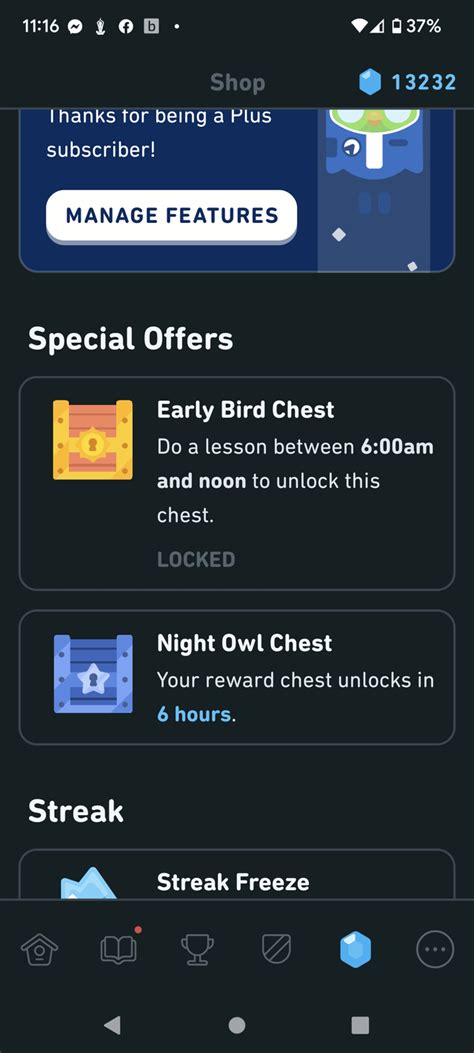I usually only get on duo once a day when I have time, and them trying to get me to come back in 9 hrs for a stupid <b>chest</b> drives me crazy. . Duolingo night owl chest not working
